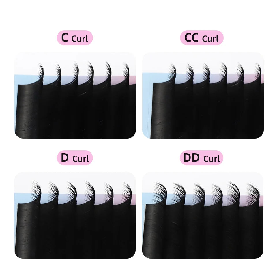 0.03 0.05 0.07 C/CC Curl Russian Volume Eyelashes Extension Individual Handmade Lashes Fans Silk False Mink Eyelash Pinching Fans