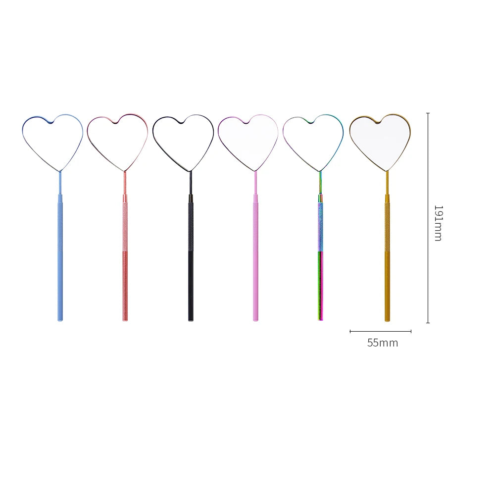 Eyelash Mirror Heart Shaped Long Handle Magnifying Cosmetic Tool