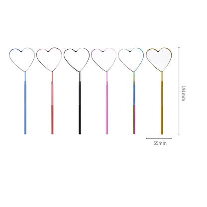 Eyelash Mirror Heart Shaped Long Handle Magnifying Cosmetic Tool