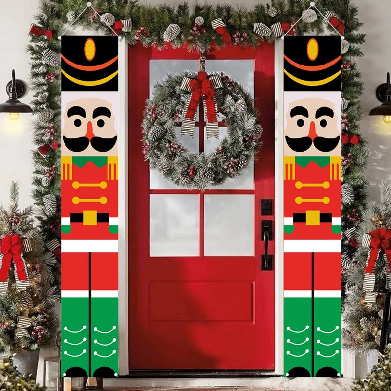 Merry Christmas Door Banner Decoration 2024 Christmas Decor for Home Xmas Hanging Ornaments Navidad Noel Gifts New Year 2025