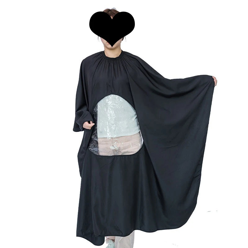 Professional Barber Cape Large hairdresser clothe Hair Cutting with See-Through Window Salon Cape Adjustable Elastic Neckline