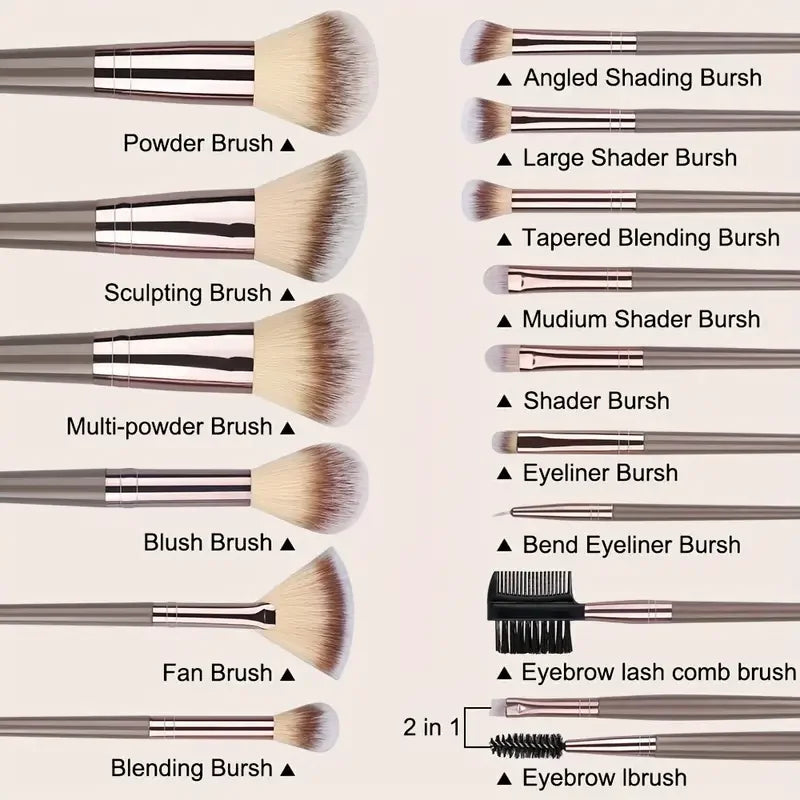 20Pcs Makeup Brushes Set Foundation Eyeshadow Blush Highlighter Soft Fluffy Concealer Kabuki Blending Brush Female Beauty Tool