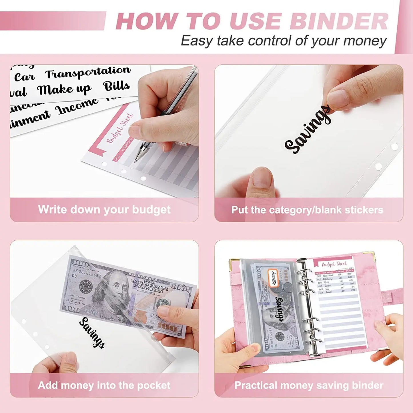 Money Saving Organizer Leather Budget Binder Planner