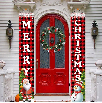 Merry Christmas Door Banner Decoration 2024 Christmas Decor for Home Xmas Hanging Ornaments Navidad Noel Gifts New Year 2025