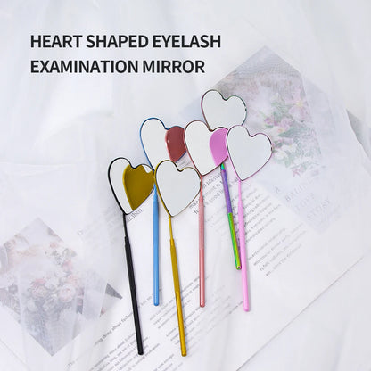 Eyelash Mirror Heart Shaped Long Handle Magnifying Cosmetic Tool