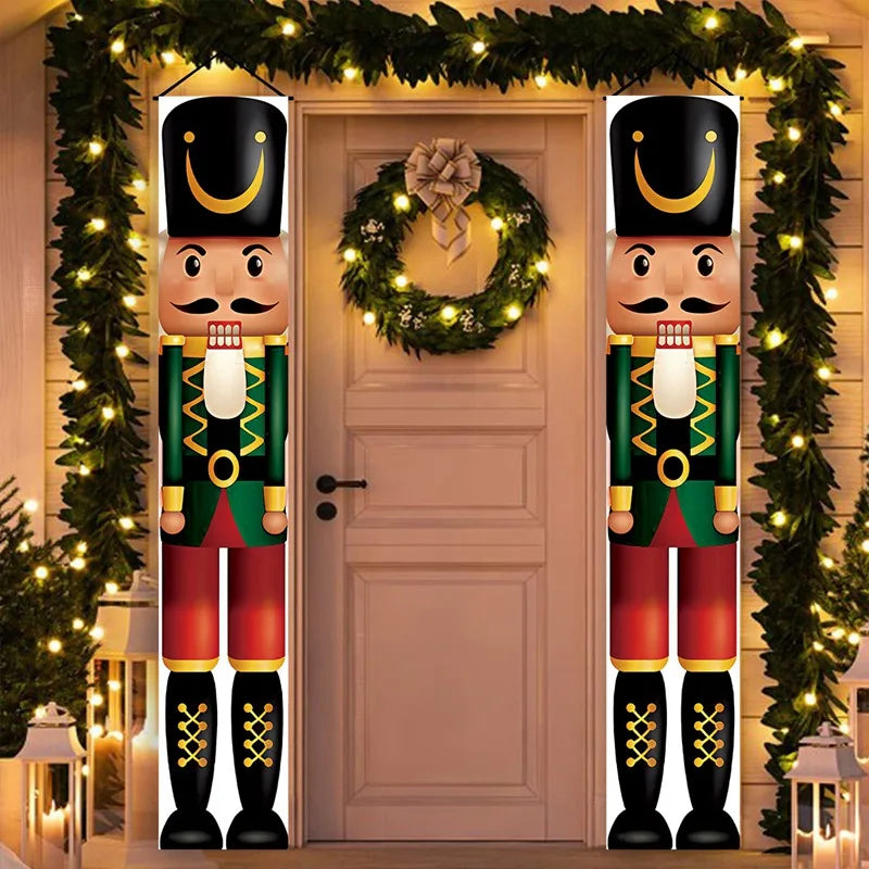 Merry Christmas Door Banner Decoration 2024 Christmas Decor for Home Xmas Hanging Ornaments Navidad Noel Gifts New Year 2025