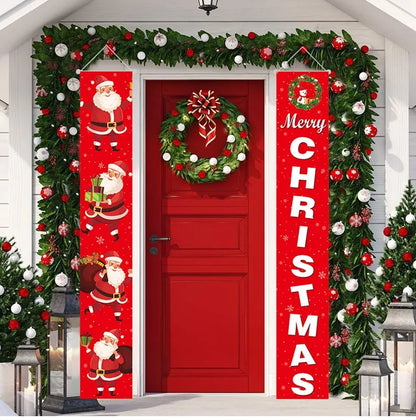 Merry Christmas Door Banner Decoration 2024 Christmas Decor for Home Xmas Hanging Ornaments Navidad Noel Gifts New Year 2025