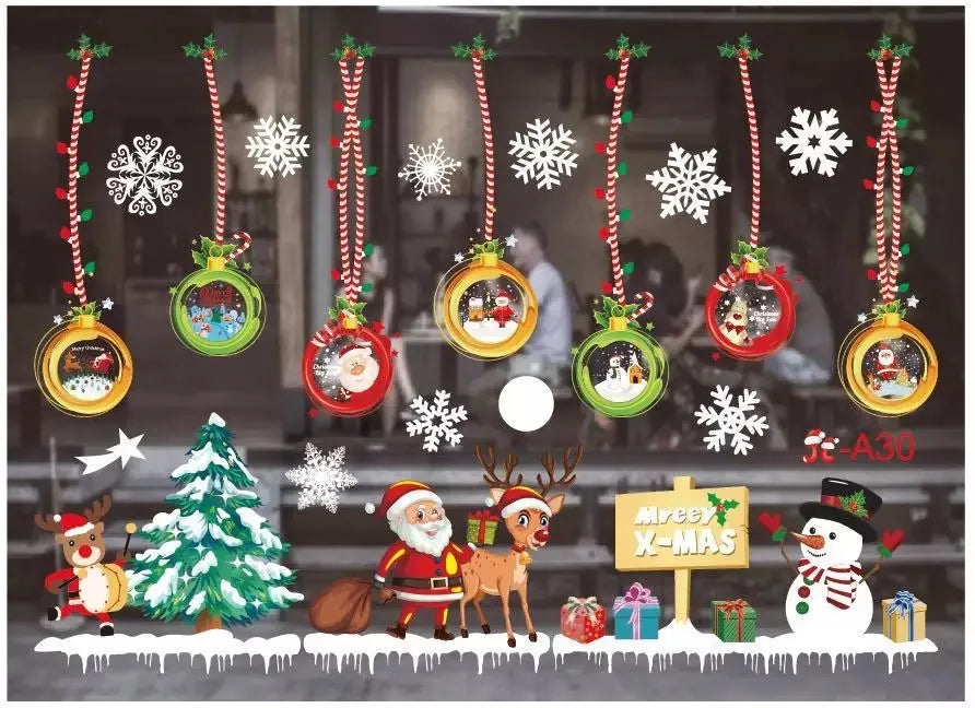 Merry Christmas Decoration for Home 2025 Wall Window Sticker Ornaments Garland New Year Festoon Christmas Decoration 2024 Noel