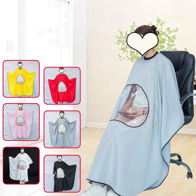 Professional Barber Cape Large hairdresser clothe Hair Cutting with See-Through Window Salon Cape Adjustable Elastic Neckline