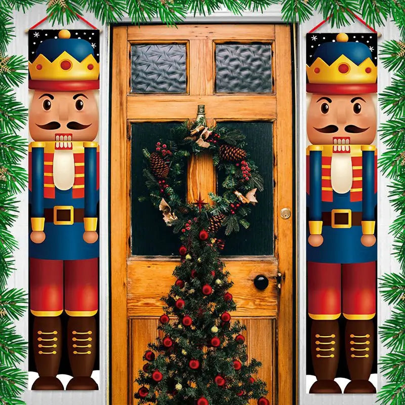 Merry Christmas Door Banner Decoration 2024 Christmas Decor for Home Xmas Hanging Ornaments Navidad Noel Gifts New Year 2025