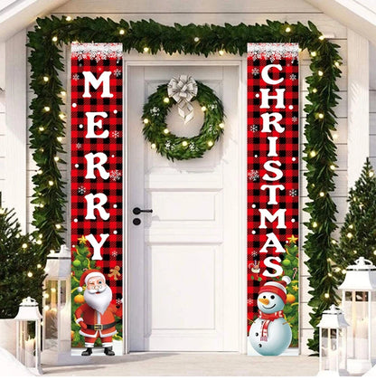 Merry Christmas Door Banner Decoration 2024 Christmas Decor for Home Xmas Hanging Ornaments Navidad Noel Gifts New Year 2025